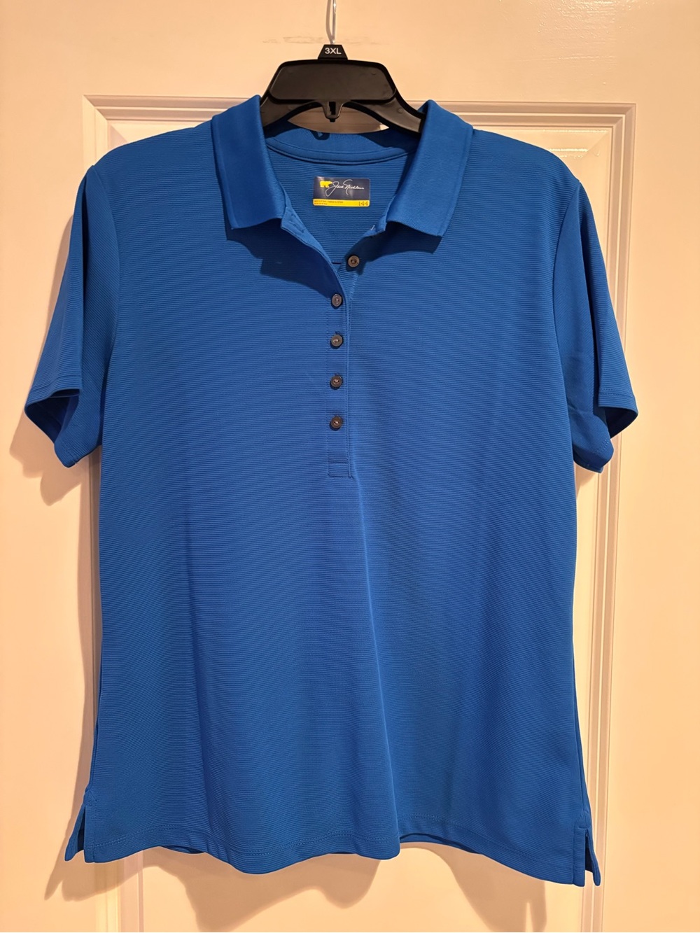 Jack Nicklaus Golf Polo Shirt Womens Large Blue Performance Short Sleeve